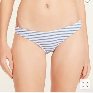 JCrew NWT Textured hipster bikini bottom in stripe white retro blue